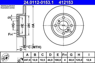 Тормозной диск ATE 24.0112-0153.1 для OPEL AGILA