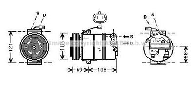 Компрессор, кондиционер AVA QUALITY COOLING OLAK373 для OPEL AGILA