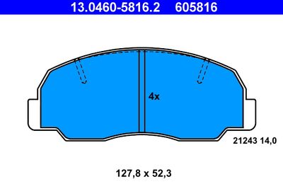 Комплект тормозных колодок, дисковый тормоз ATE 13.0460-5816.2 для DAIHATSU WILDCAT/ROCKY