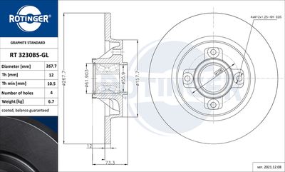 Tarcza hamulcowa ROTINGER RT 3230BS-GL
