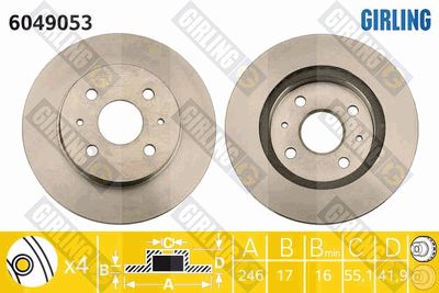 Тормозной диск GIRLING 6049053 для DAIHATSU SIRION
