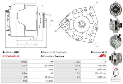GENERATOR / ALTERNATOR AS-PL A5289 4