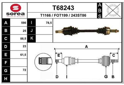 Приводной вал EAI T68243 для FORD STREET