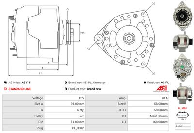 GENERATOR / ALTERNATOR AS-PL A6116 4