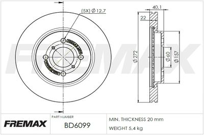 Тормозной диск FREMAX BD-6099 для SUZUKI SWIFT