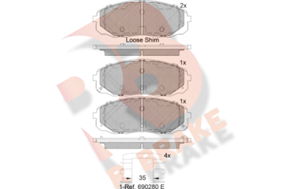 Комплект тормозных колодок, дисковый тормоз R BRAKE RB2253 для KIA CARNIVAL