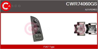 Выключатель, стеклолодъемник CASCO CWR74060GS для ALFA ROMEO GIULIA