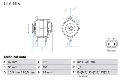 Генератор BOSCH 0 986 049 870 для NISSAN TRADE