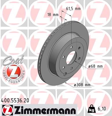 Тормозной диск ZIMMERMANN 400.5536.20 для MERCEDES-BENZ X-CLASS