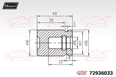 Поршень, корпус скобы тормоза MAXTECH 72936033 для CHRYSLER PT CRUISER