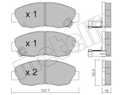 комплект спирачно феродо, дискови спирачки METELLI