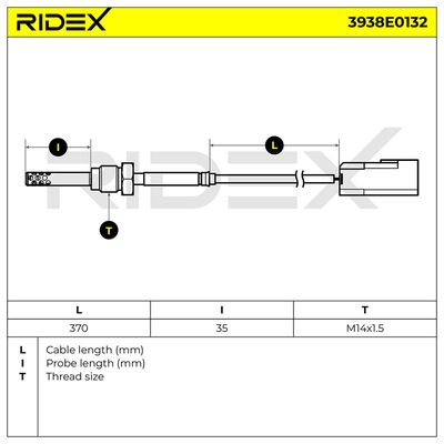датчик, температура на изгорелите газове RIDEX 3938E0132