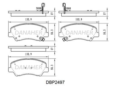 Комплект тормозных колодок, дисковый тормоз DANAHER DBP2497 для HYUNDAI SOLARIS