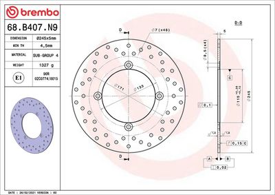 Kočni disk BREMBO 68B407N9