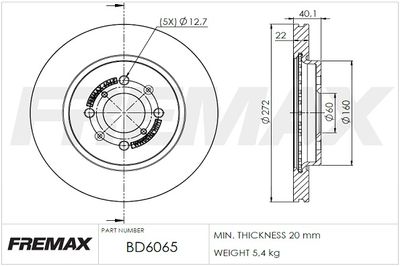 Тормозной диск FREMAX BD-6065 для SUZUKI SWIFT
