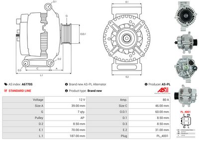 GENERATOR / ALTERNATOR AS-PL A6770S 4