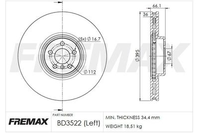 Тормозной диск FREMAX BD-3522 для ROLLS-ROYCE CULLINAN