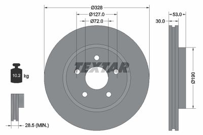 TEXTAR 92184505 Тормозные диски  для JEEP COMMANDER (Джип Коммандер)