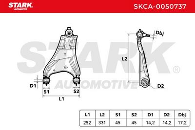 носач, окачване на колелата STARK SKCA-0050737