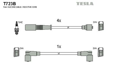 Комплект проводов зажигания TESLA T723B для LANCIA THEMA