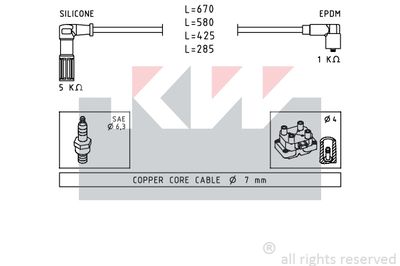 Комплект проводов зажигания KW 359 655 для FIAT ELBA