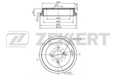 Тормозной барабан ZEKKERT BS-6320 для DAIHATSU CHARADE