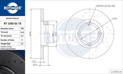спирачен диск ROTINGER RT 1302-GL T3