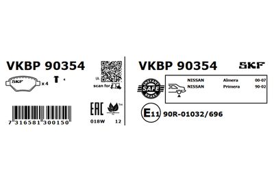 Комплект тормозных колодок, дисковый тормоз VKBP 90354