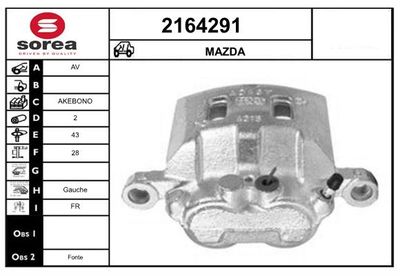EAI 2164291 Тормозной суппорт  для MAZDA (Мазда)