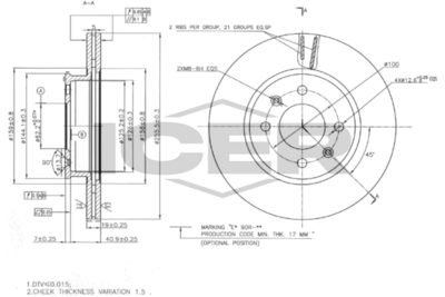 спирачен диск ICER 78BD0560-2