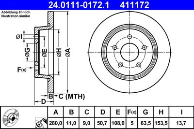 Тормозной диск ATE 24.0111-0172.1 для FORD GRAND
