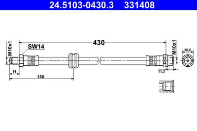 ATE 24.5103-0430.3 Тормозной шланг  для BMW Z3 (Бмв З3)