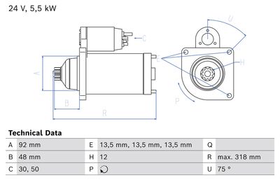 Startmotor / Starter BOSCH 0 986 025 280