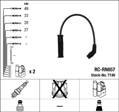 Комплект проводов зажигания NGK 7198 для RENAULT CLIO