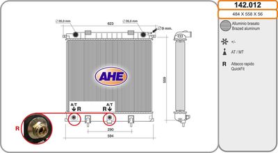 AHE 142.012 Радиатор охлаждения двигателя для LAND ROVER RANGE ROVER II (P38A)
