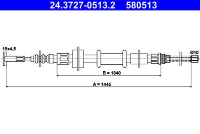 Тросик, cтояночный тормоз ATE 24.3727-0513.2 для FIAT TEMPRA