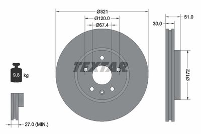 Тормозной диск TEXTAR 92187005 для BUICK LA