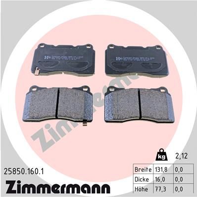 ZIMMERMANN Bremsbelagsatz, Scheibenbremse (25850.160.1)