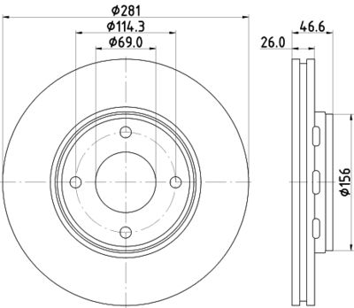 Тормозной диск HELLA 8DD 355 116-531 для MITSUBISHI COLT
