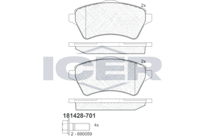 ICER 181428-701 Тормозные колодки и сигнализаторы  для LAND ROVER FREELANDER I Soft Top (L314) 2.0 DI 4x4