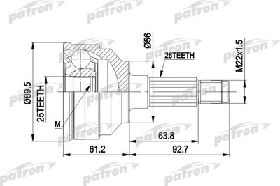 Шарнирный комплект, приводной вал PATRON PCV1059 для MAZDA MPV
