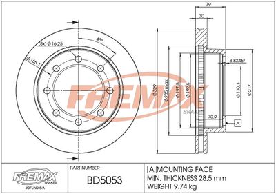 Тормозной диск FREMAX BD-5053 для FORD USA F-350