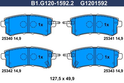 Комплект тормозных колодок, дисковый тормоз GALFER B1.G120-1592.2 для INFINITI QX80