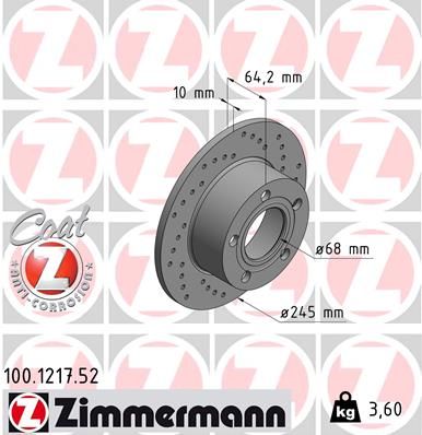 Тормозной диск ZIMMERMANN 100.1217.52