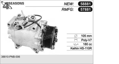 AHE 57881 Компрессор кондиционера для HONDA CR-V II (RD_) 2.0 (RD5) AHE 57881 Компрессор кондиционера для HONDA CR-V II (RD_) 2.0 (RD5)