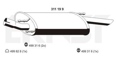 Глушитель выхлопных газов конечный ERNST 311199 для MAZDA 121