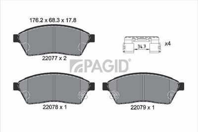 комплект спирачно феродо, дискови спирачки PAGID T2407N