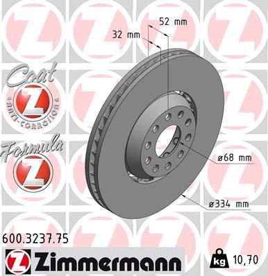 ZIMMERMANN 600.3237.75 Тормозные диски для VW PASSAT B5.5 Variant (3B6)