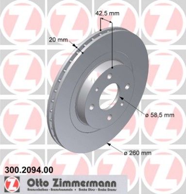 ZIMMERMANN 300.2094.00 Тормозные диски  для LADA 110 (Лада 110)