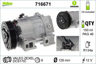 Компрессор, кондиционер VALEO 716671 для NISSAN X-TRAIL